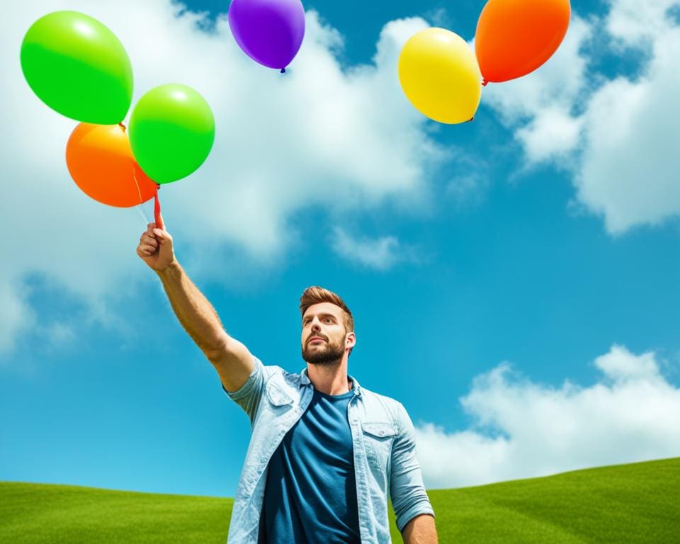 Luftballon hochhalten