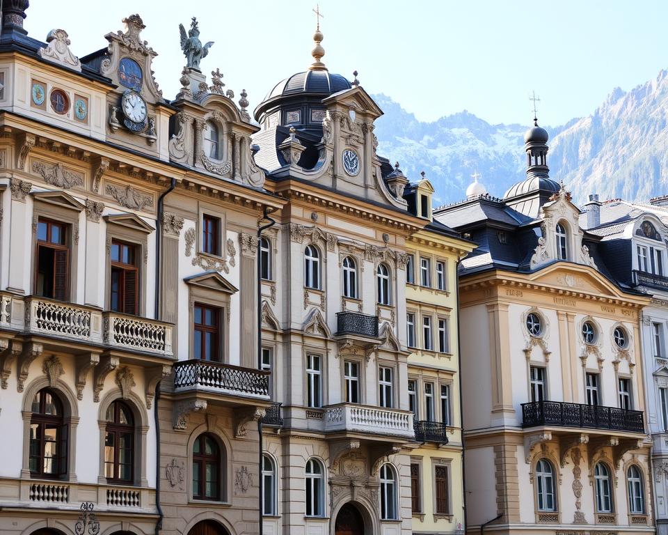 Barocke Fassaden in Innsbruck, Österreich