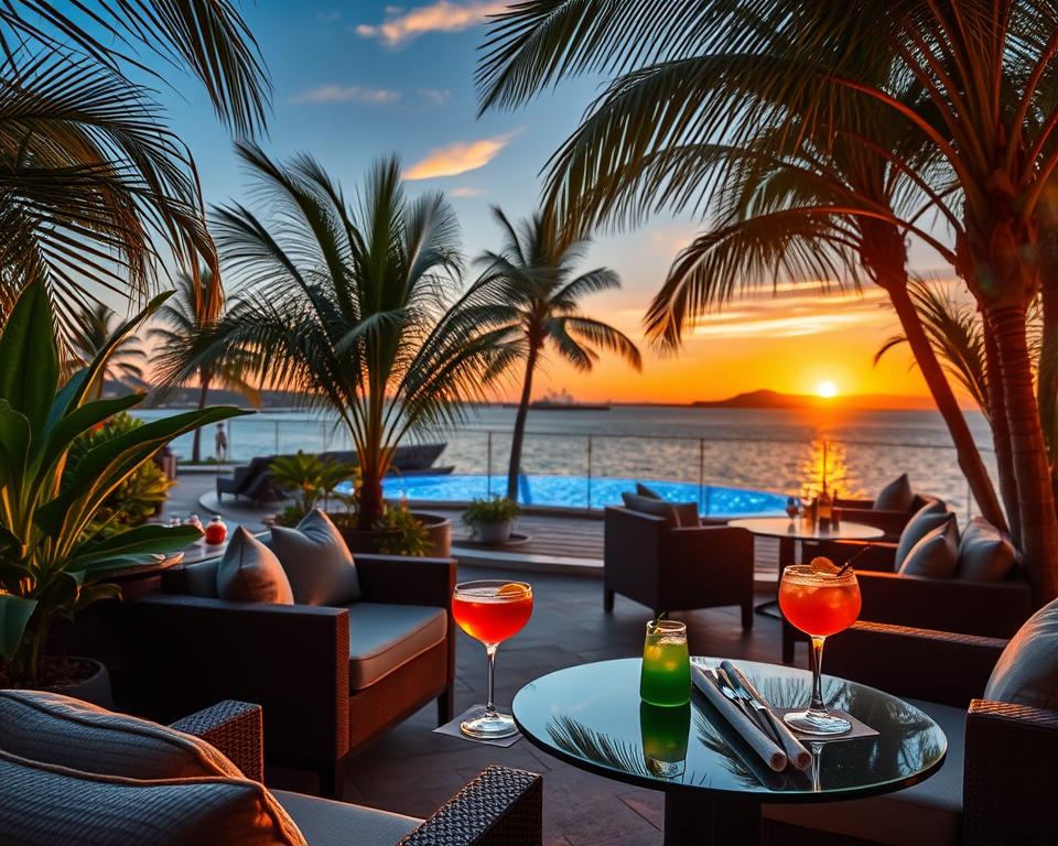 Cocktail-Lounges mit Blick aufs Wasser