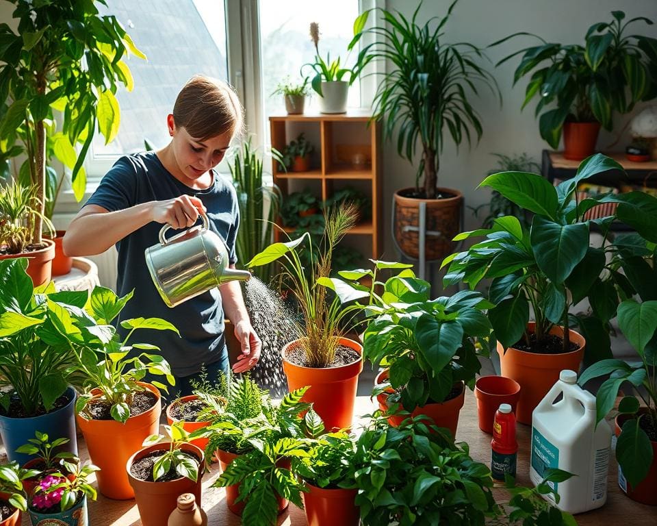 Zimmerpflanzen gießen, düngen und schneiden