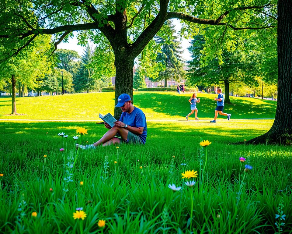 Offline Aktivitäten wie Bücher lesen und Sport im Freien