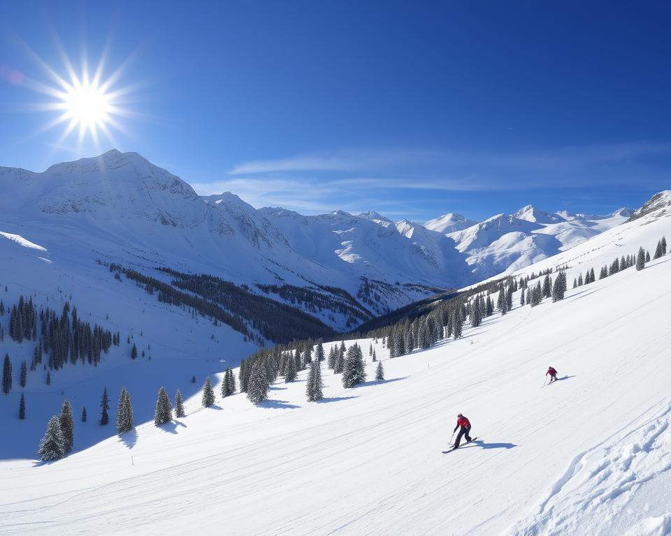 Alpe d’Huez: Skifahren im Sonnenschein der Alpen