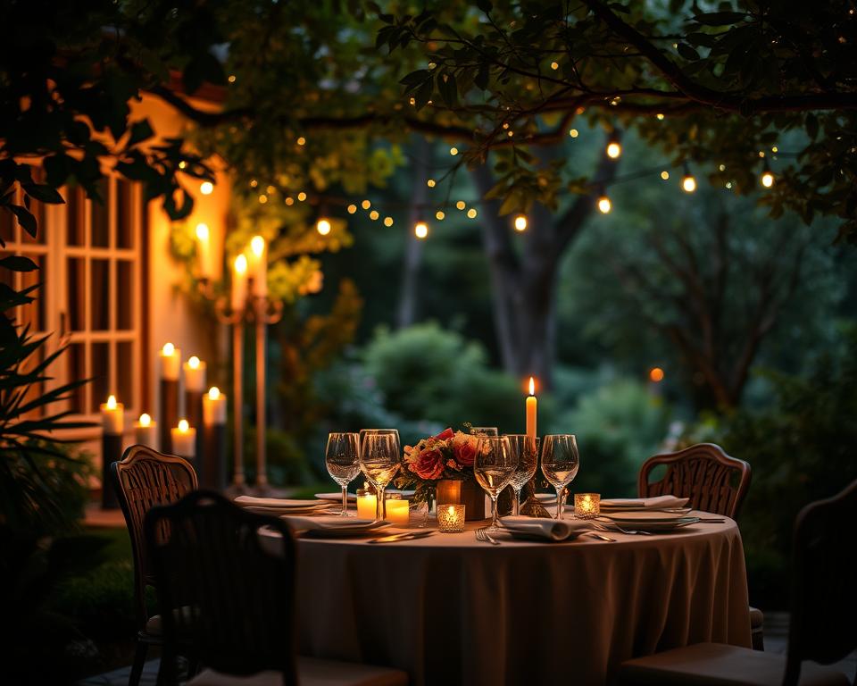 Candle-Light-Dinner mit romantischer Atmosphäre Candle-Light-Dinner mit romantischer Atmosphäre