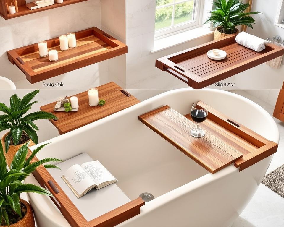 Die schönsten Badewannentabletts aus Holz
