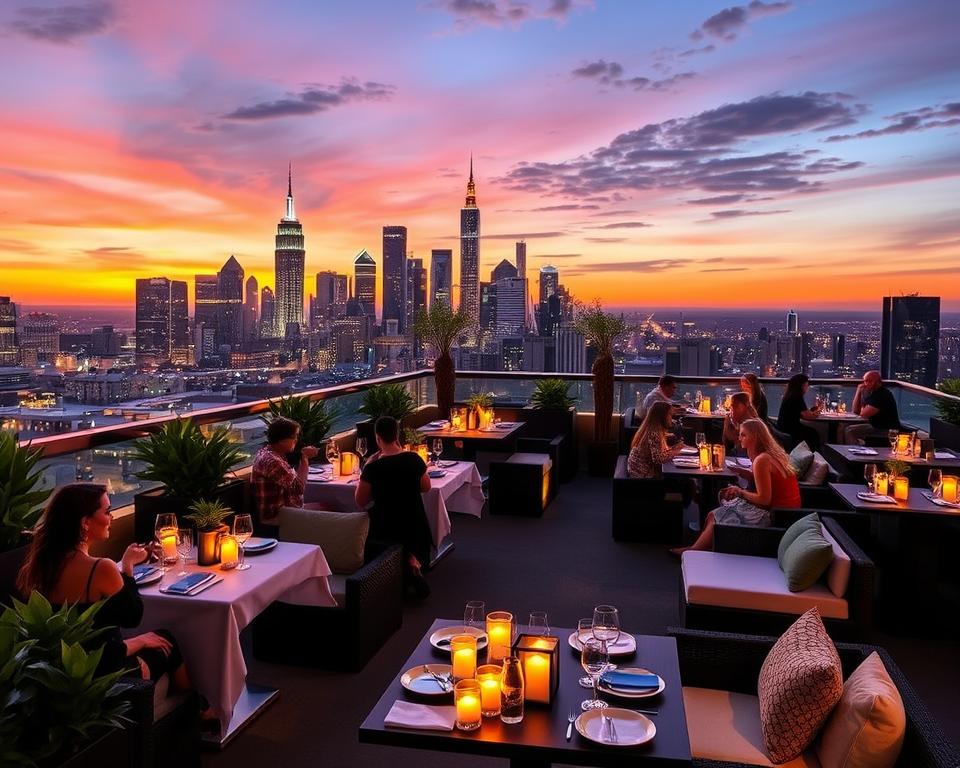 Rooftop-Gastronomie mit Skyline-Aussicht