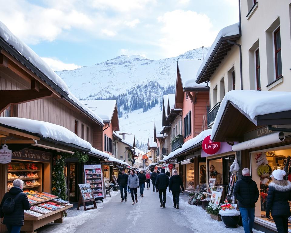 Shopping in Livigno für lokale Spezialitäten und Wintersportausrüstung