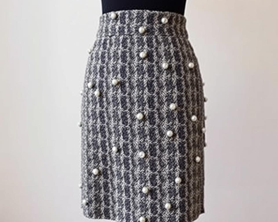 Tweed-Röcke mit Perlenbesatz: Eleganz für den Alltag