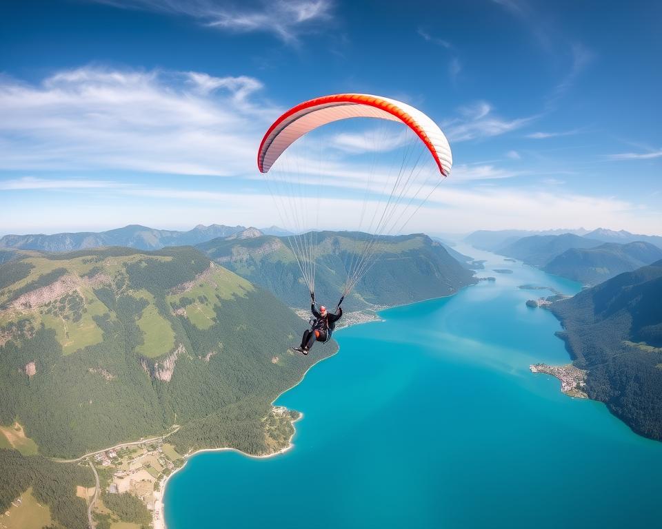 Zell am See: Paragliding über dem blauen See