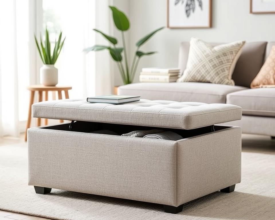 Polsterhocker mit Stauraumoption für kleine Räume