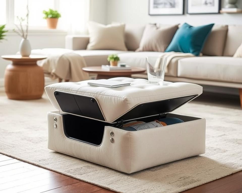 platzsparender Polsterhocker