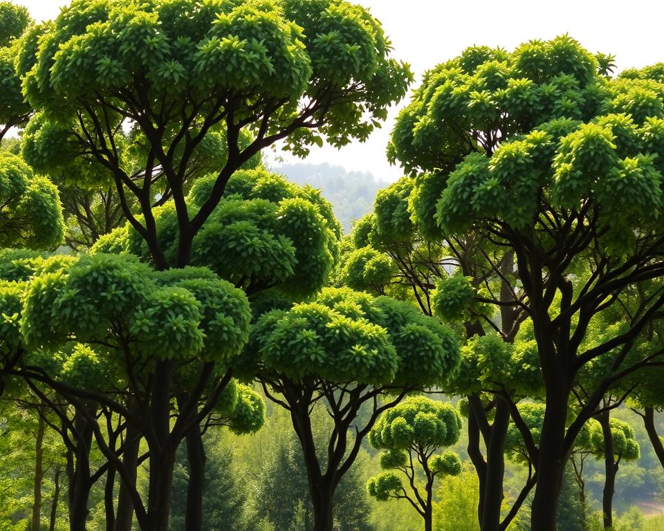 Waldarten mit kompakten Kronen