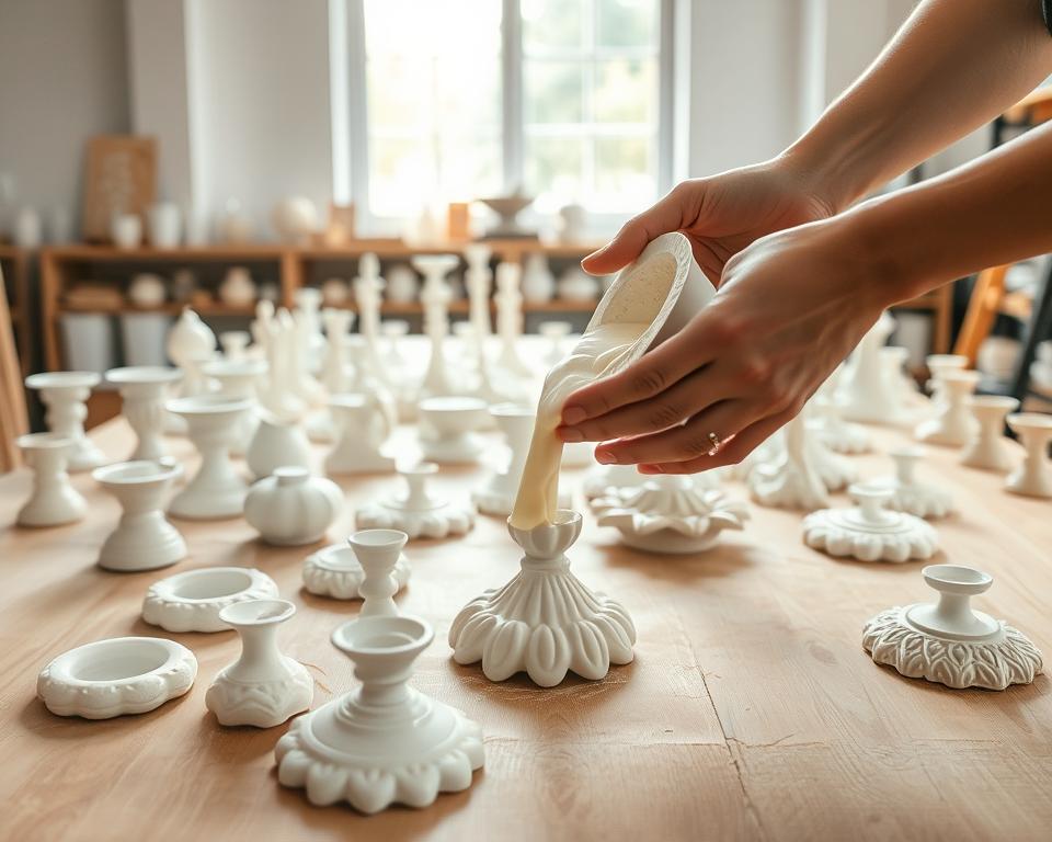 Wie gieße ich Kerzenhalter mit Gips?