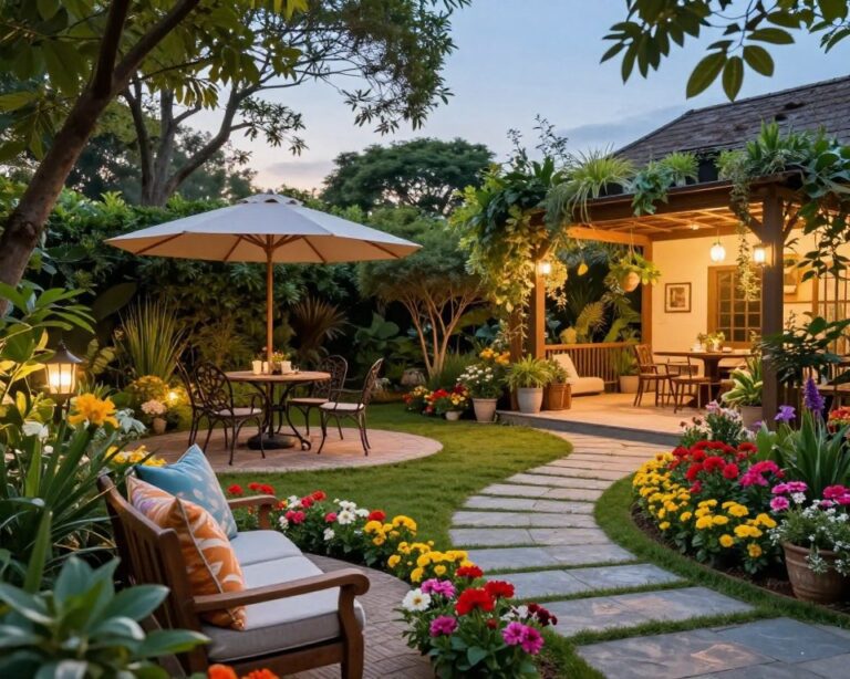 Wie plant man einen Garten mit verschiedenen Sitzplätzen?